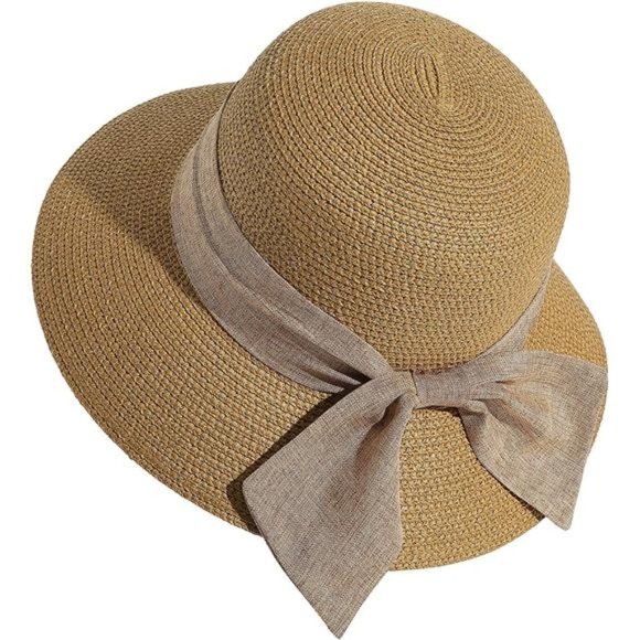 SUN Hats for Women Wide Brim Straw Style F-khaki